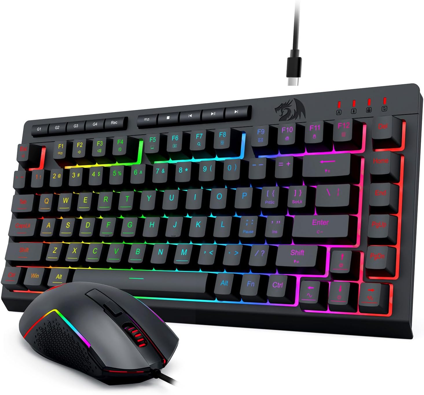 Black S155 RGB Backlit Wired Gaming Keyboard and Mouse Combo