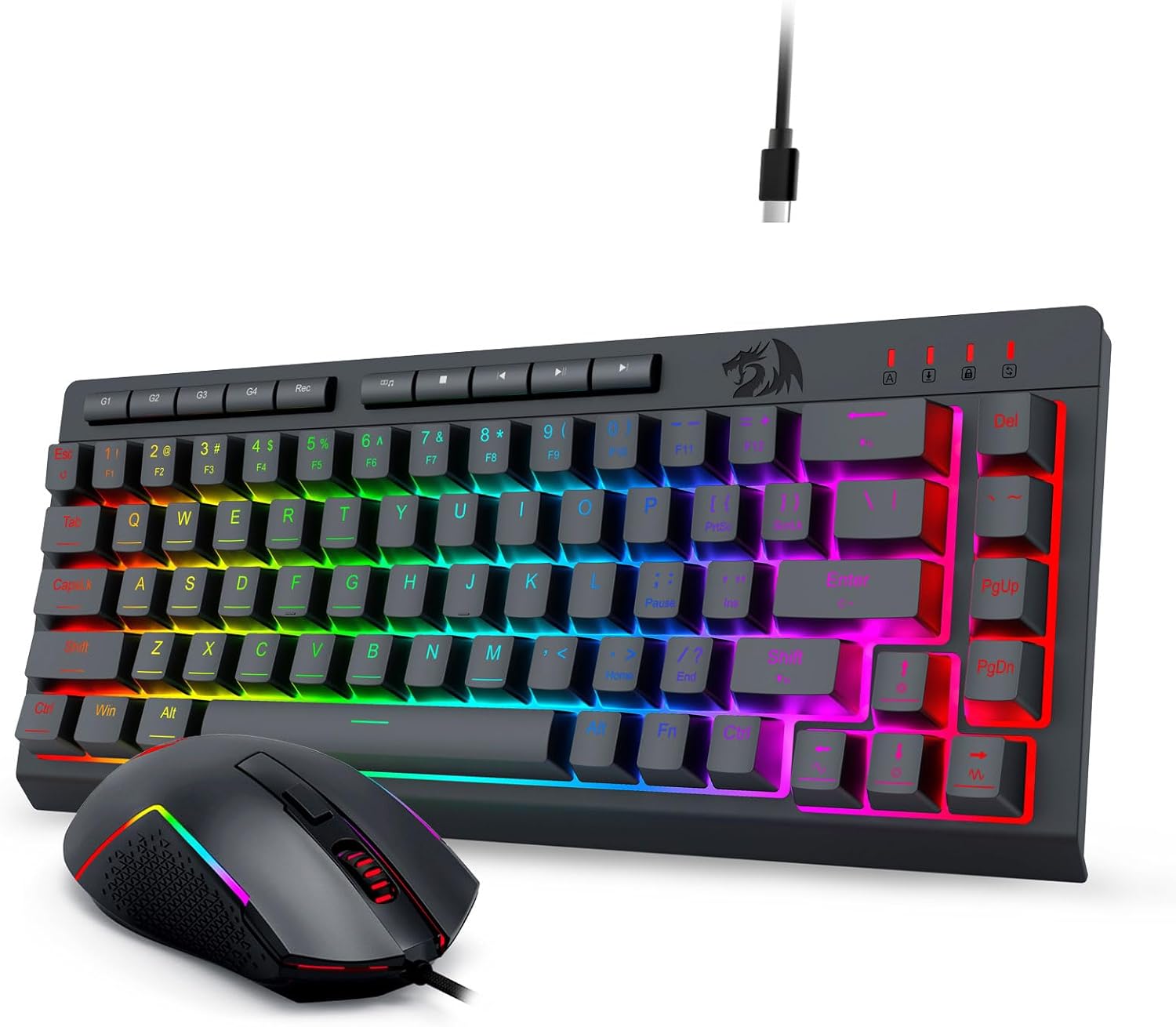 Black S157 RGB Backlit Wired Gaming Keyboard and Mouse Combo