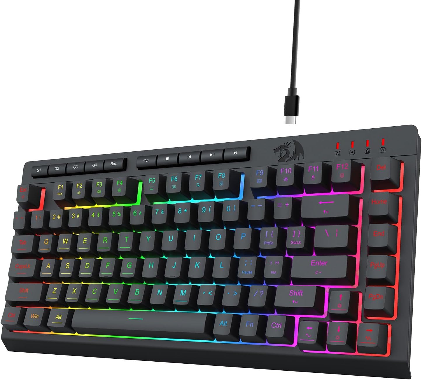 Black K524 Wired Gaming RGB Backlit,75% Keyboard